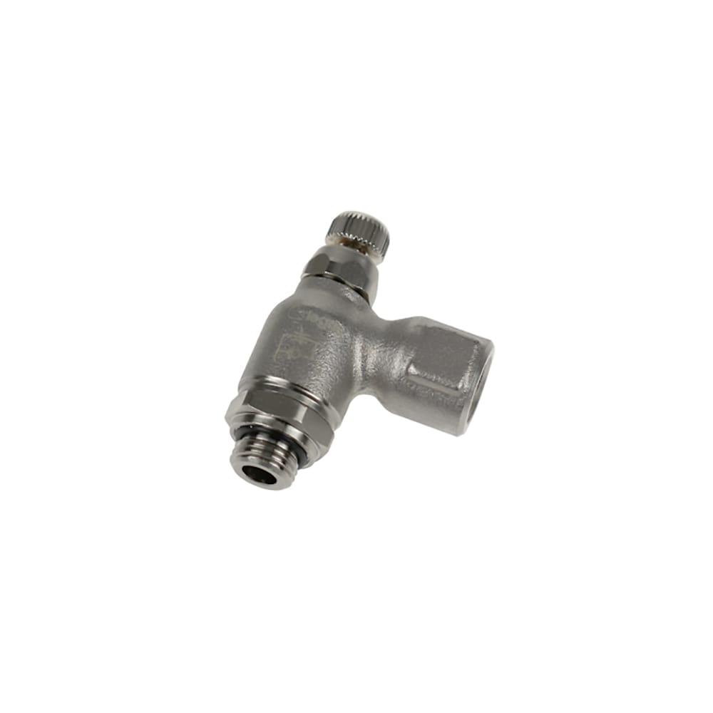 7111 10 10 — Pneumatic Flow Control Regulators in Polymer or Nickel-Plated Brass — Elbow 90° — 10mm, G1/8